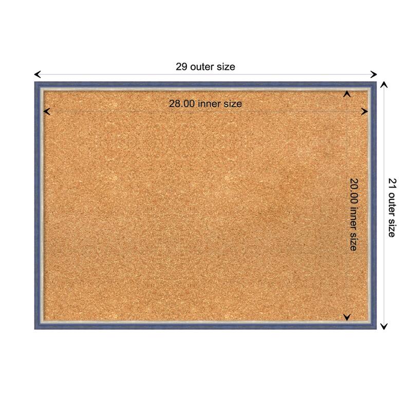 Theo Narrow Wood Framed Natural Corkboard Bulletin Board - Theo Blue Narrow - Board Size 28x20