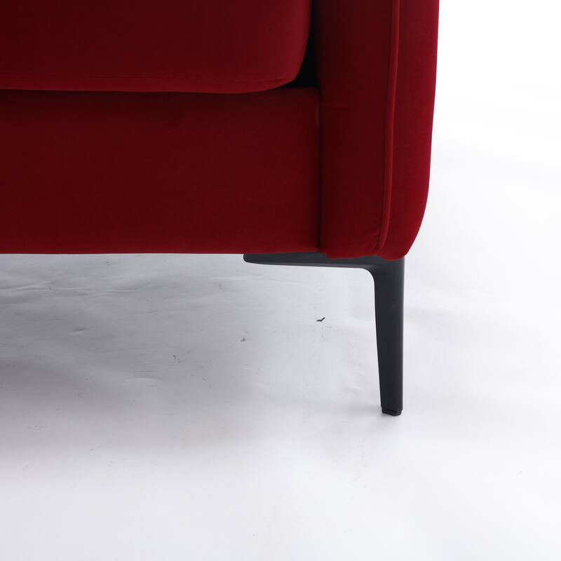 Accent Chair for Living Room, Velvet Comfy Single Sofa Chair Mid-Century Modern Armchair with 1 Pillow and Metal Legs