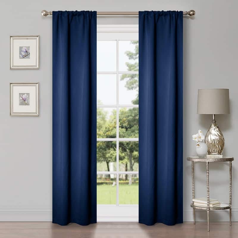 Superior Modern Solid Washable Room Darkening Curtains, Set of 2 Panels
