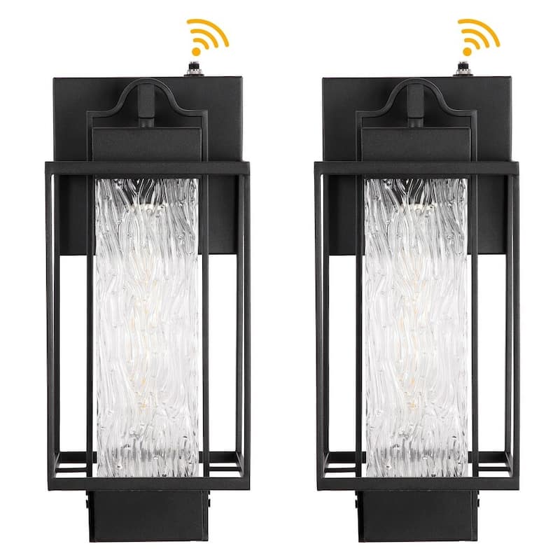 2 Pack Matte Black 1-Light Outdoor Wall Sconce Light Dusk to Dawn