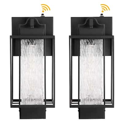 2 Pack Matte Black 1-Light Outdoor Wall Sconce Light Dusk to Dawn