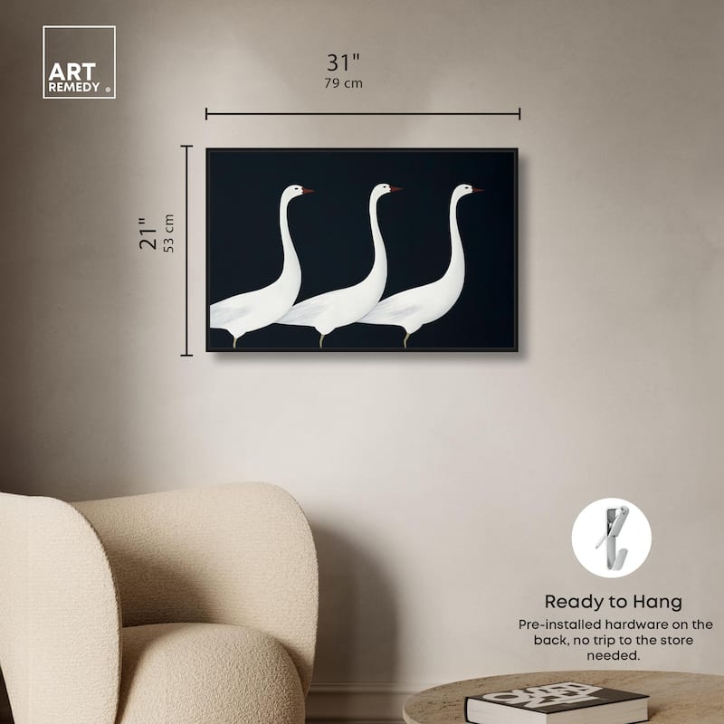 Trio of Swans Canvas by Art Remedy