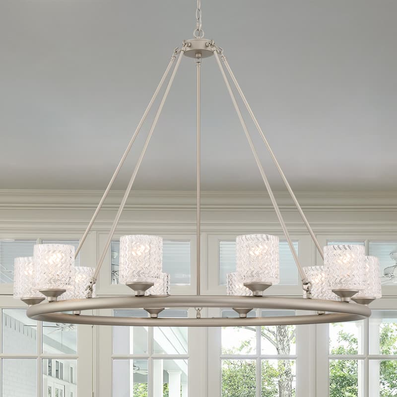 10 Light Crystal Wagon Wheel Candle Style Chandelier - 42.52"x42.52"x35.38"