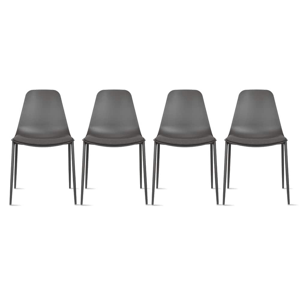 Set of 4 Plastic Dining Chairs Cushion Padded For Kitchen Metal Legs Guest Meeting Waiting Room Business Indoor Outdoor Patio