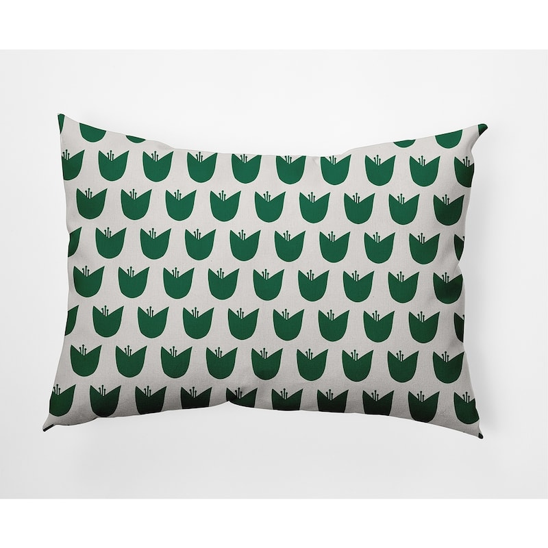 Simple Tulip Design Decorative Indoor Pillow - Meadow Green - 14" x 20"