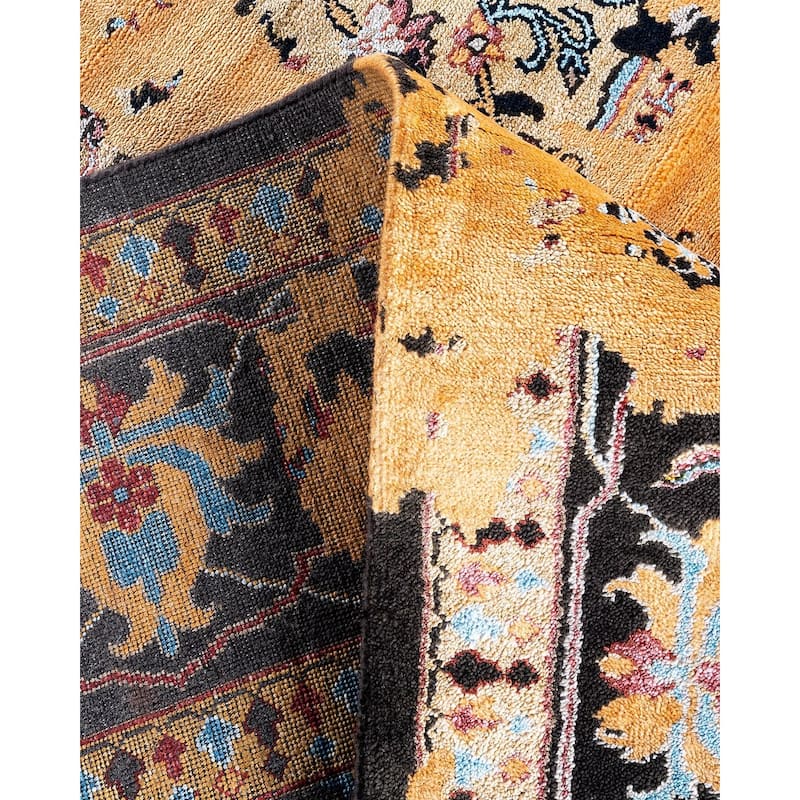 Ikat One-of-a-Kind Hand-Knotted Area Rug - Black, 9' 2" x 12' 3" - 9' 2" x 12' 3"