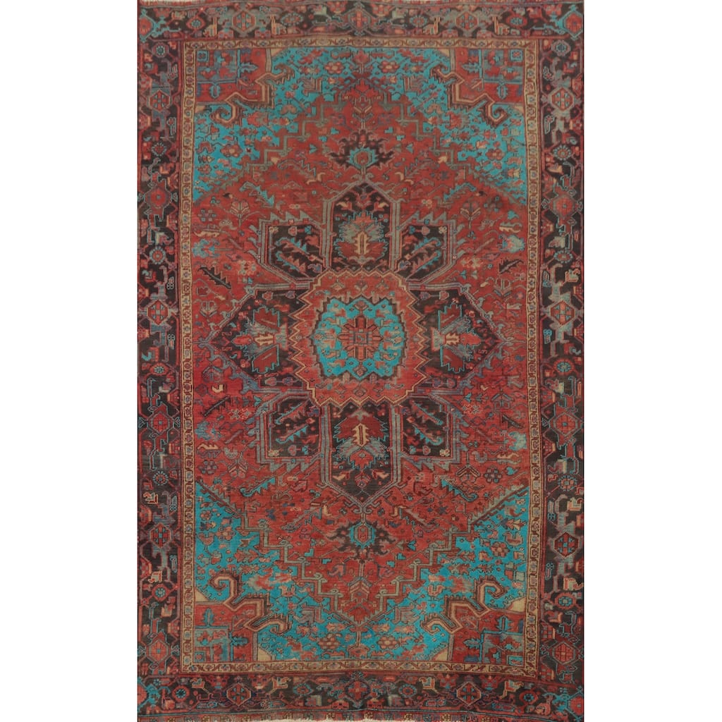 Hand Knotted Oriental 100% Wool Carpet Traditional Medallion Oranges & Rust Heriz Area Rug - 10' 10'' X 6' 10''