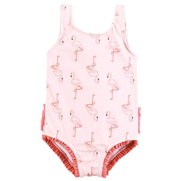 slide 1 of 1, Hudson Baby Girls Toddler Swimsuit, Pink Flamingo 2T - Pink Flamingo Toddler