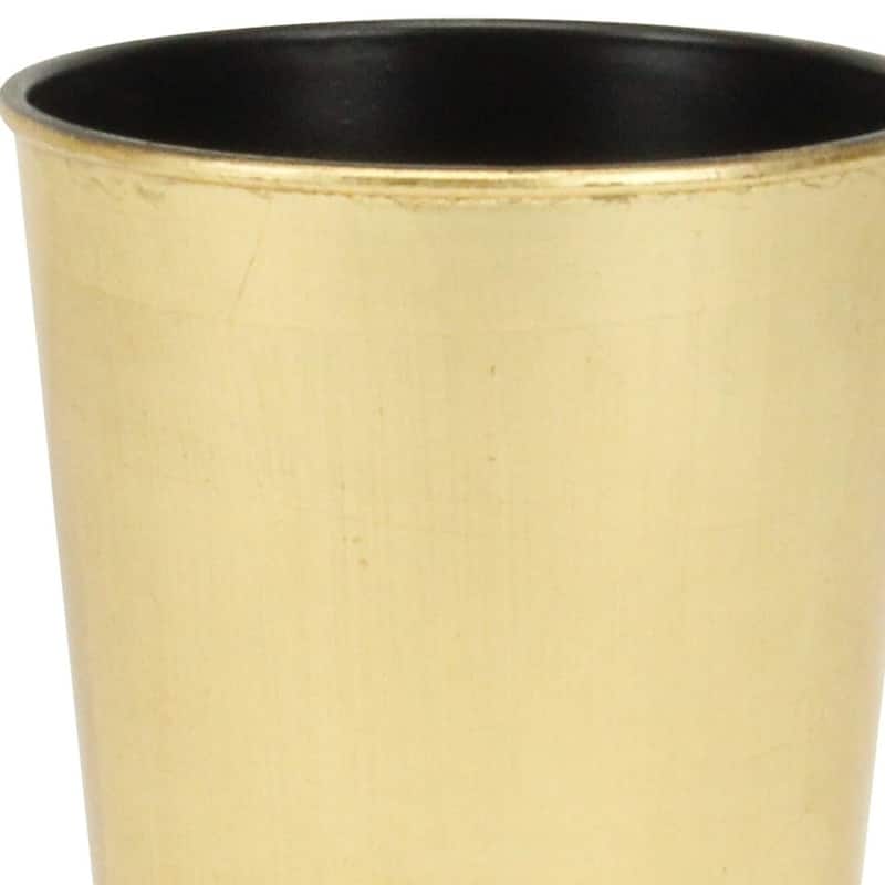 HomeRoots 5" Gold Recycled Plastic Indoor Outdoor Round Pot Planter