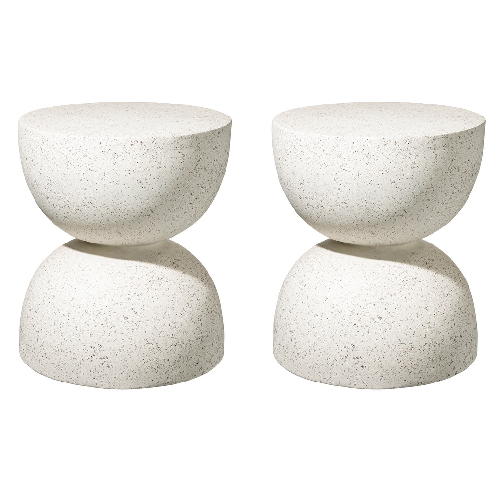 Glitzhome Set of 2 18"H Modern MGO Garden Stool Plant Stand