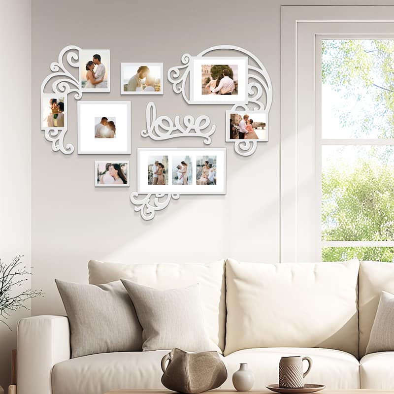 HELLO LAURA Heart-Shaped Photo Frame Set Wall Hanging Picture Frame - White