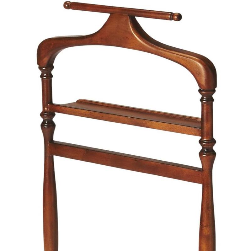 HomeRoots Judson Olive Ash Burl Valet Stand - 18.75 in. x 42.75 in. x 14.00 in.