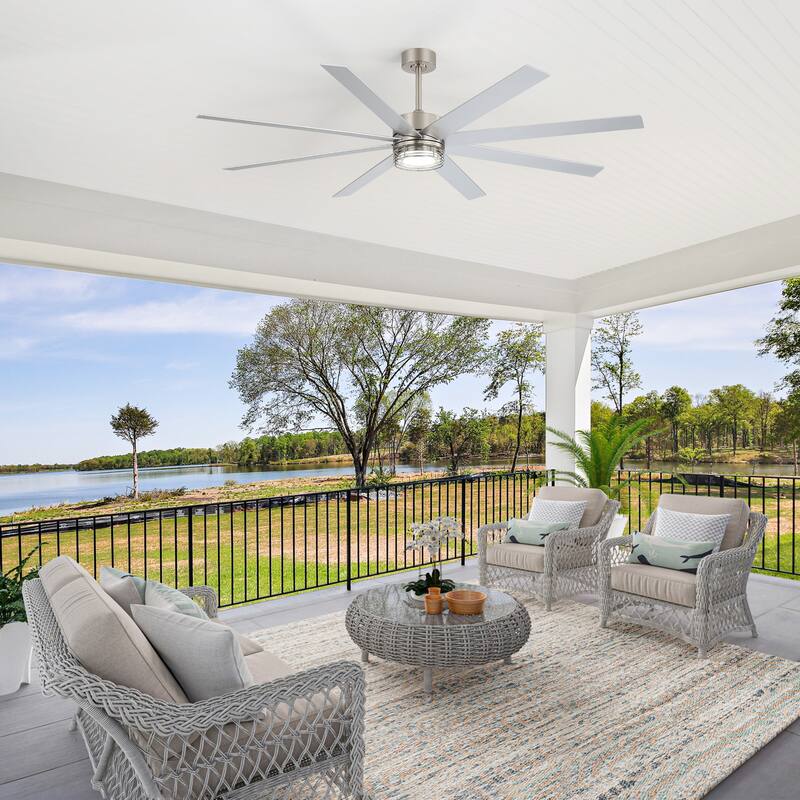 72/52-inch Reversible 8/5-Blade Dimmable LED Ceiling fan with Light and Remote