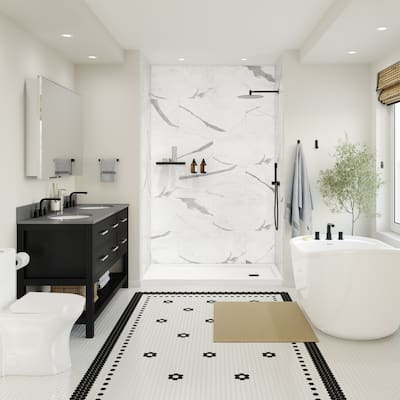 Epiphany Glue-up Wall Tiles 15.75 in. H x 31.5 in. L In Smooth Marble Glacier