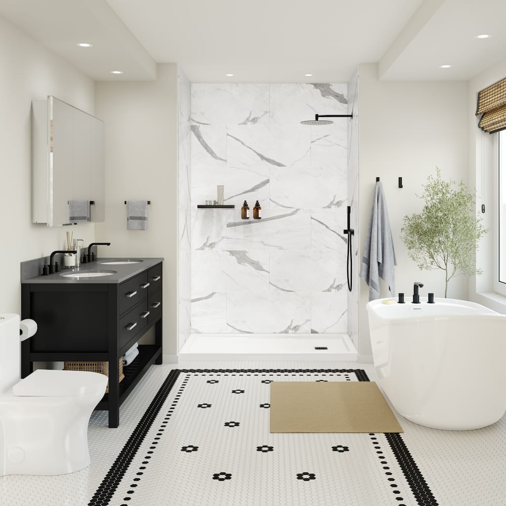 Epiphany Glue-up Wall Tiles 15.75 in. H x 31.5 in. L In Smooth Marble Glacier