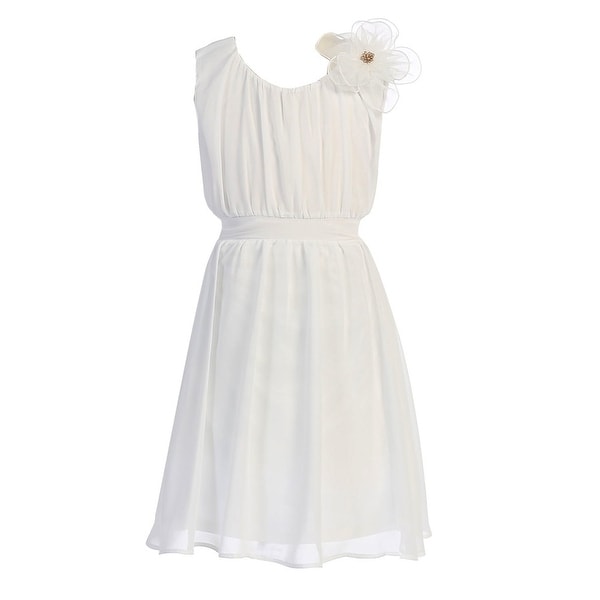 white chiffon flower girl dress