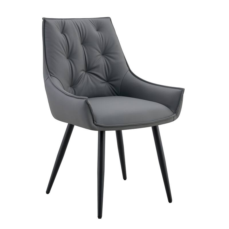 Dining Chairs Set of 2, Faux Leather Dining Room Chair, Metal Kitchen Chairs with Mesh Texture and Sanded Legs