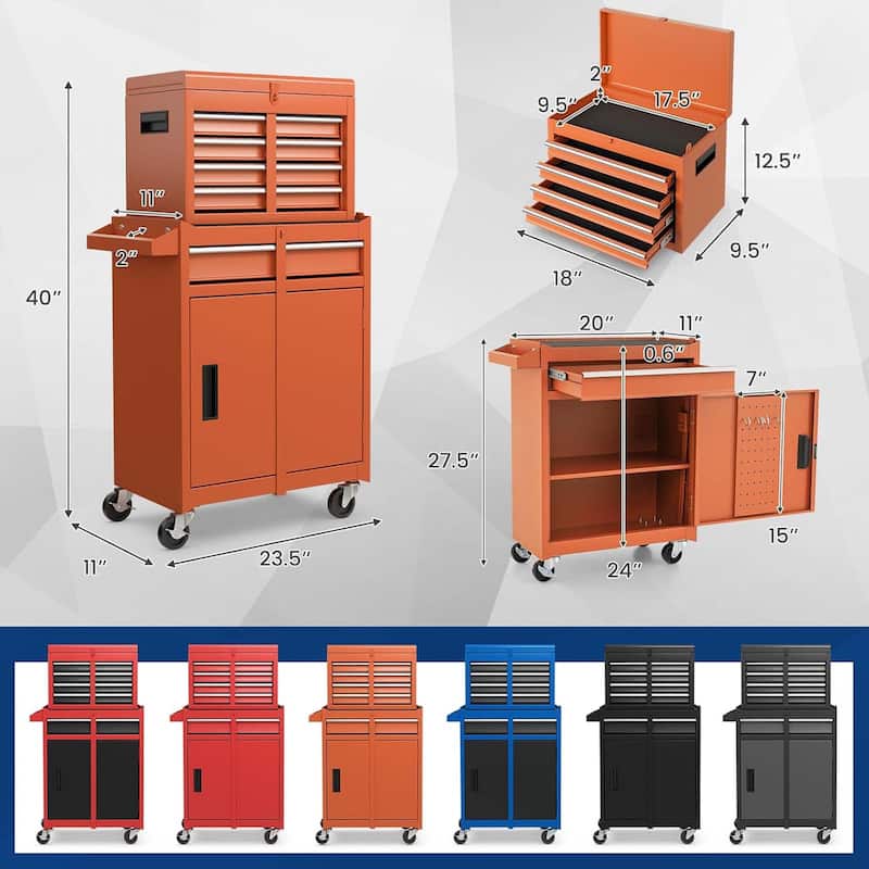 Tool Chest Heavy Duty Rolling Tool Box w/Cabinet 5-Drawer