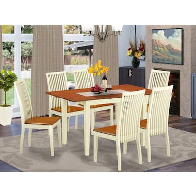 7-Piece Dinette Set - Kitchen Table & Chairs - Modern Dining Room Furniture - Linen White Finish