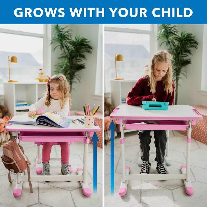 Mount-It Kids Desk and Chair Set for Ages 3 to 10 Pink