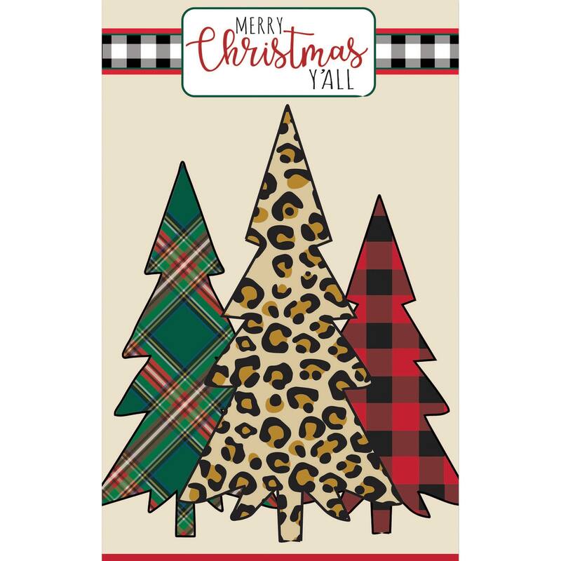 12.5 in. x 18 in. Mixed Print Christmas Trees Garden Applique Flag