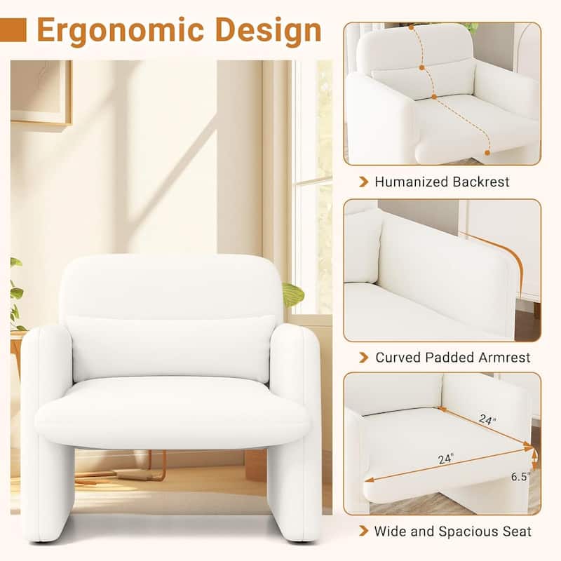 1/2 PCS Modern Accent Chair Chenille Single Sofa Chair w/Deep Seat