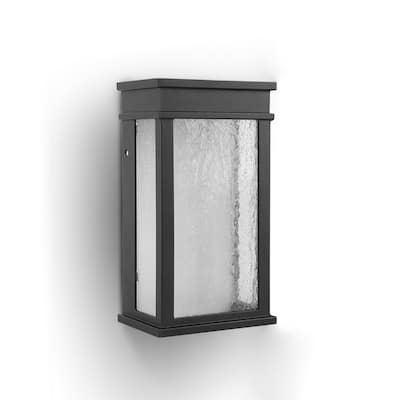 Lutec 1-Light Black Integrated LED Outdoor Wall Sconce with Dusk to Dawn Feature - 4.72 x 8.66 x 3.46