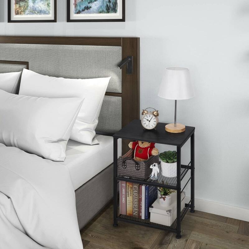 3 Tier Rolling Cart, Black Kitchen Carts on Wheels with Storage, Multifunctional Utility Cart for Kitchen Bathroom