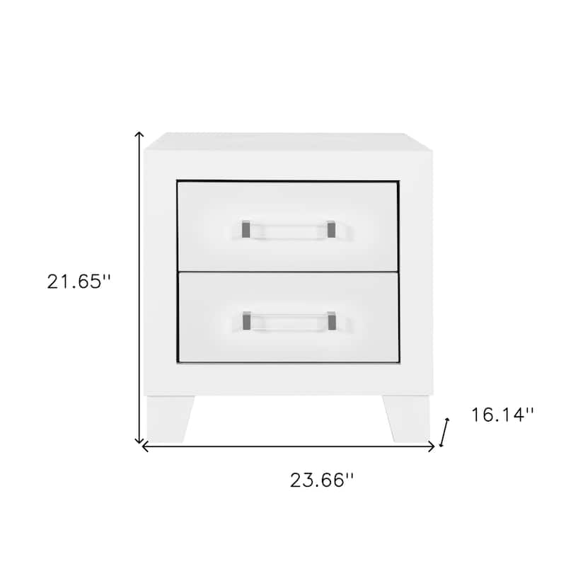 22" White Two Drawer Wood Nightstand