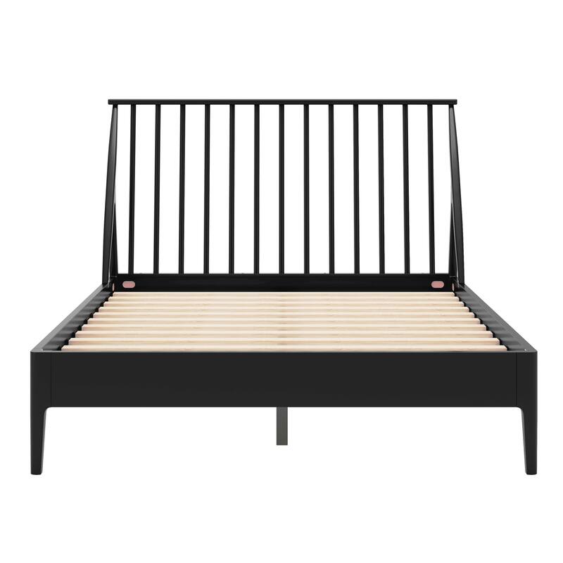 Solid Bamboo Platform Bed with Spindle Hedboard