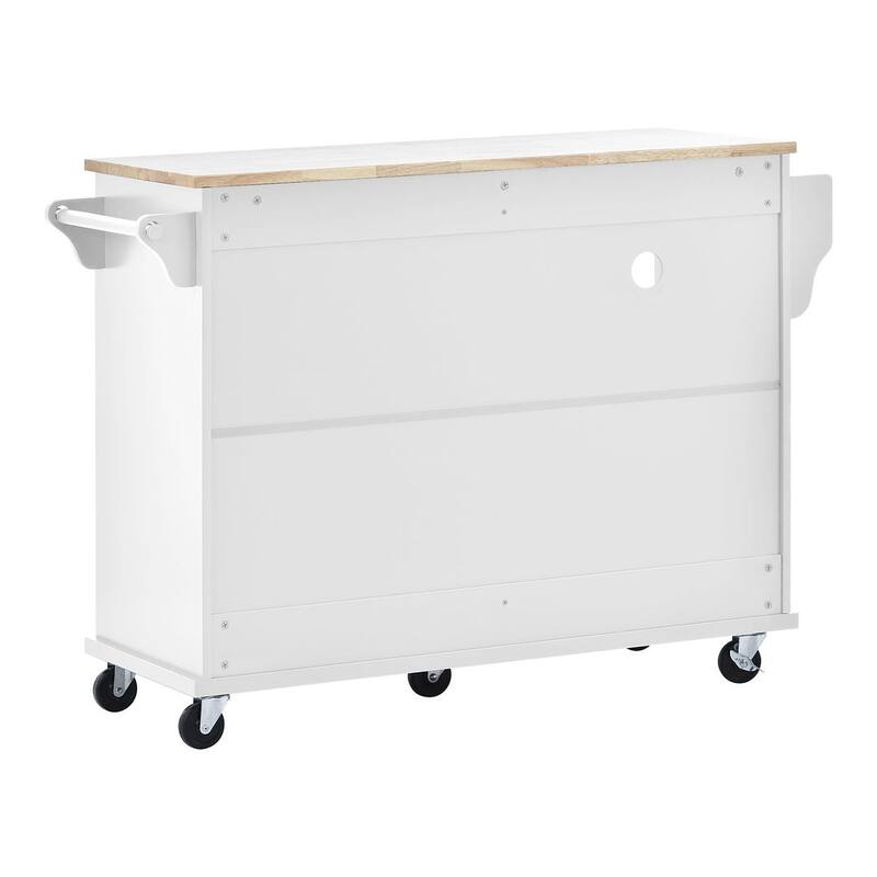 50.80 "W Versatile Solid Wood Countertop Kitchen Island with Storage and Two Locking Wheels