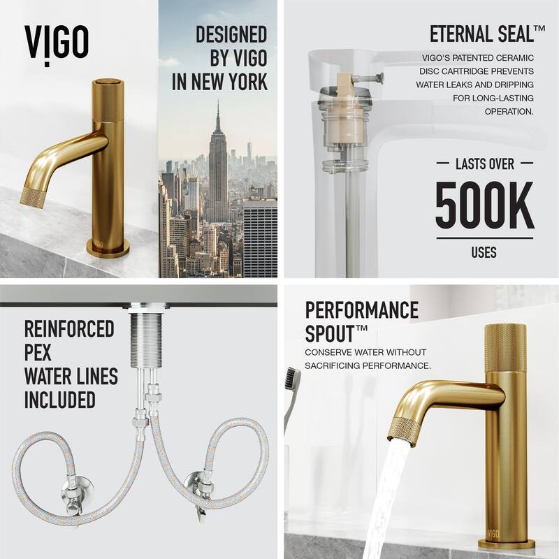VIGO Apollo 8" H Button Operated Single Hole Bathroom Faucet