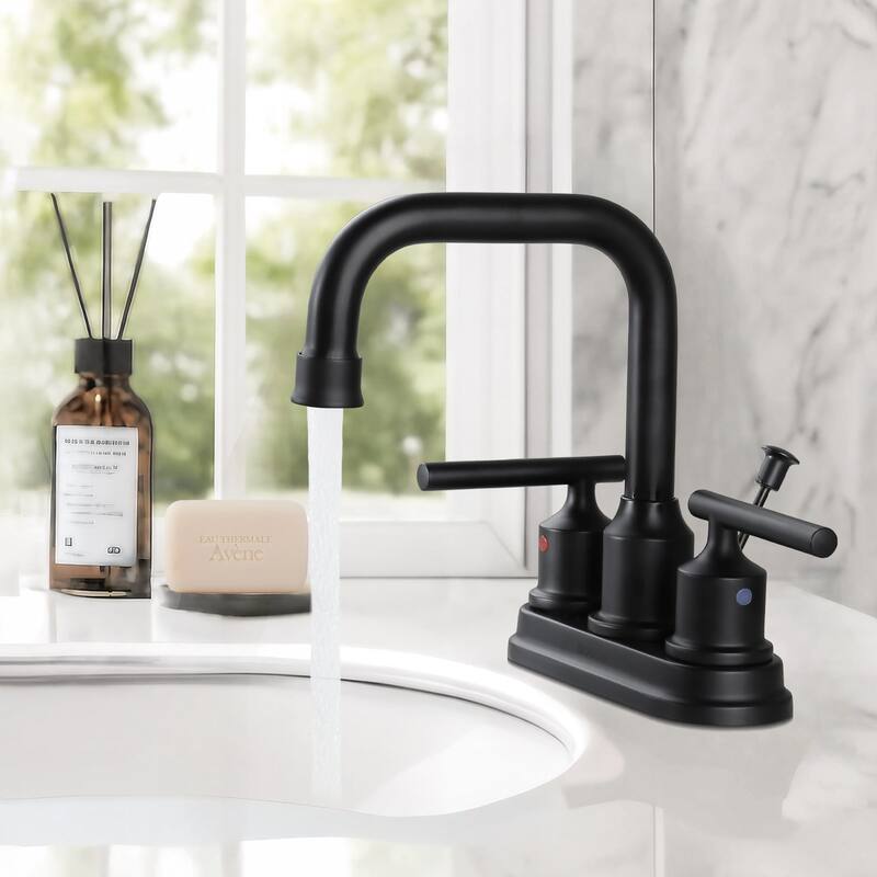 WOWOW 4 in. Centerset Double Handle Bathroom Faucet