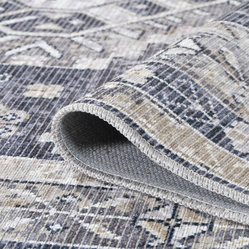 Alaska Machine-Washable Vintage Medallion Power-Loomed Area/Runner Rug
