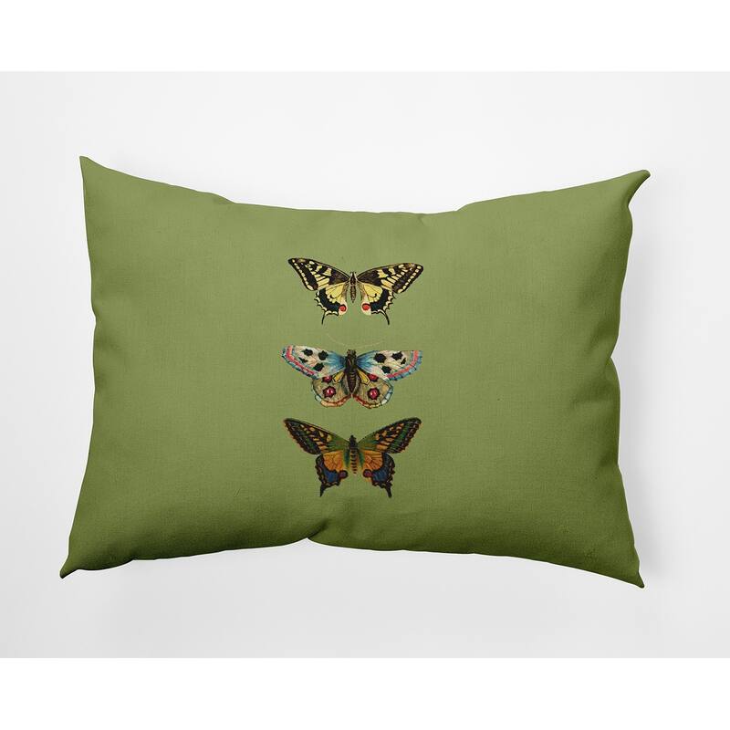 Butterflies Polyester Indoor/Outdoor Pillow - Apple Green - 14" x 20"