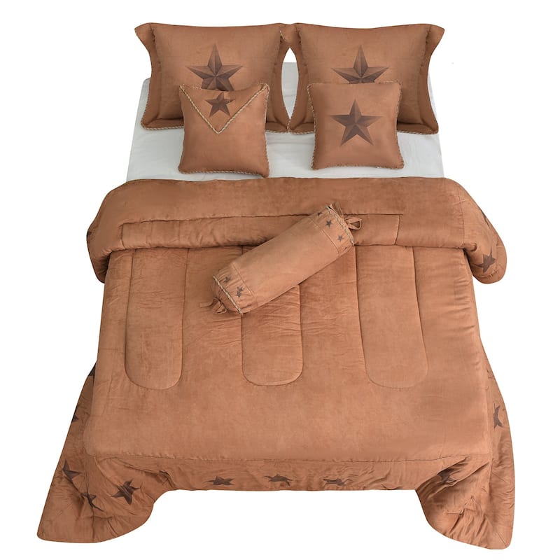 Paseo Road by HiEnd Accents Luxury Star Western Faux Suede Comforter Set, 7PC