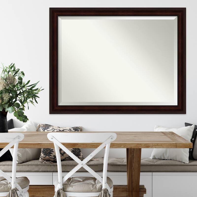 Beveled Wall Mirror - Coffee Bean Brown Frame - Coffee Bean Brown