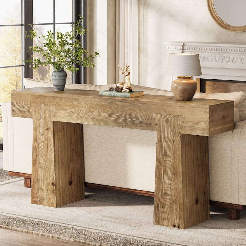Solid Wood Entryway Console Table, Sofa Behind Table, Living Room Hallway Foyer Accent Table