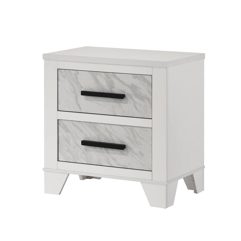 Furniture of America Loris Modern White Wood 2-Drawer Nightstand