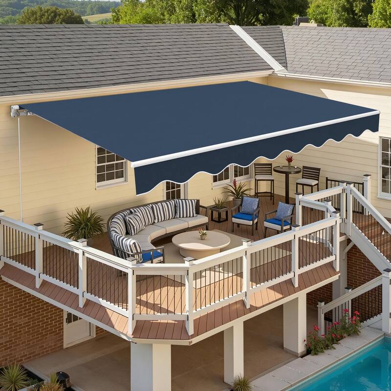 MCombo13x8Feet Manual Retractable Patio Door Window Awning Sunshade Shelter Outdoor Canopy