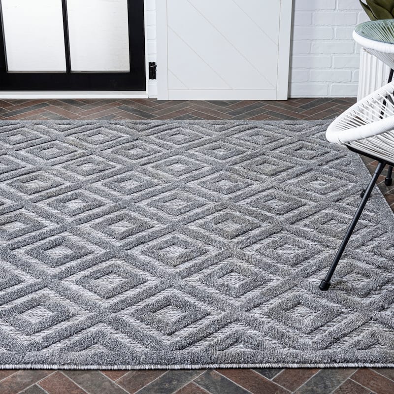 JONATHAN Y Ankara Neutral Diamond Trellis Indoor/Outdoor Area Rug