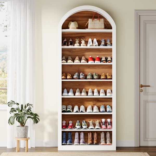 Tall Shoe Storage Cabinet, Freestanding Shoe Organizer