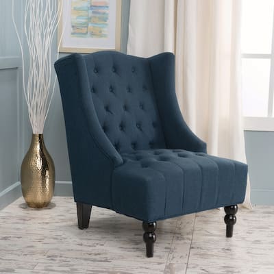 Linen Wingback Chair With Wood Frame