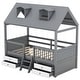 preview thumbnail 7 of 47, Twin/Full Low House Bed with 2-Step Ladder, Roof & Fence, Wood Kids Playhouse Tent Bed Frame with Four Storage Drawers & Shelves