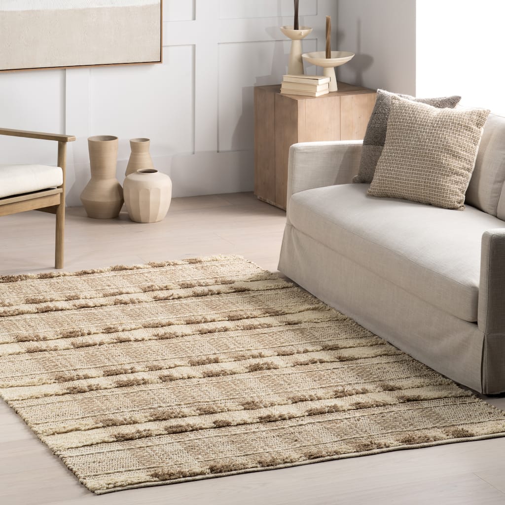 Nuloom Blakley Textured Plaid Jute Area Rug