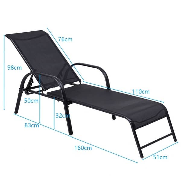 Costway Set Of 2 Patio Lounge Chairs Sling Chaise Lounges Costway Set Of 2 Patio Lounge Chairs