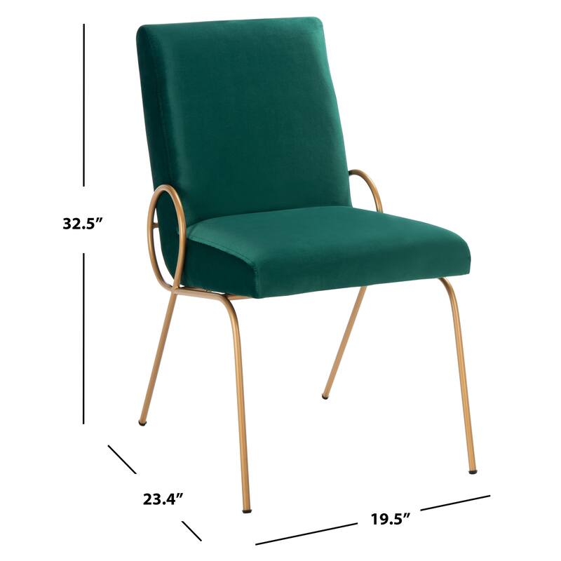 SAFAVIEH Godi Emerald/Gold Side Chair (Set of 2) - 18.8" W x 24.5" L x 34" H - 19Wx25Dx34H