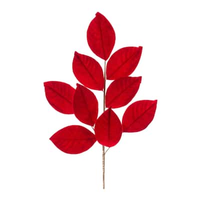 Set of 6 Red Magnolia Leaf Artificial Sprays 27.5"