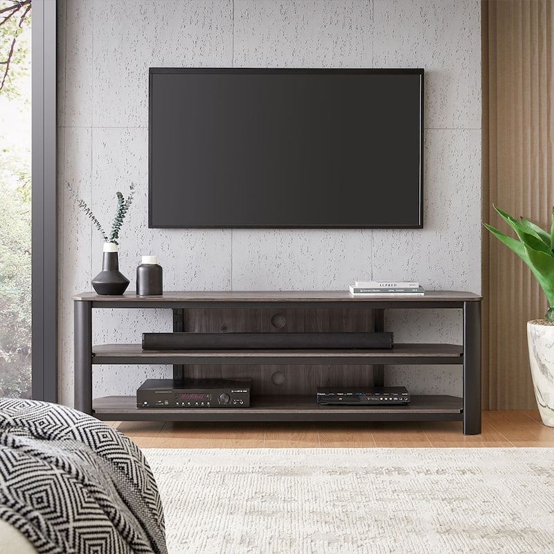 Oxford 62” TV Stand with LED Lights and Unfold Assembly for TVs up to 65” - 62" Width - Fits TVs 30" to 65" - 62" Width - Fits TVs 30" to 65"