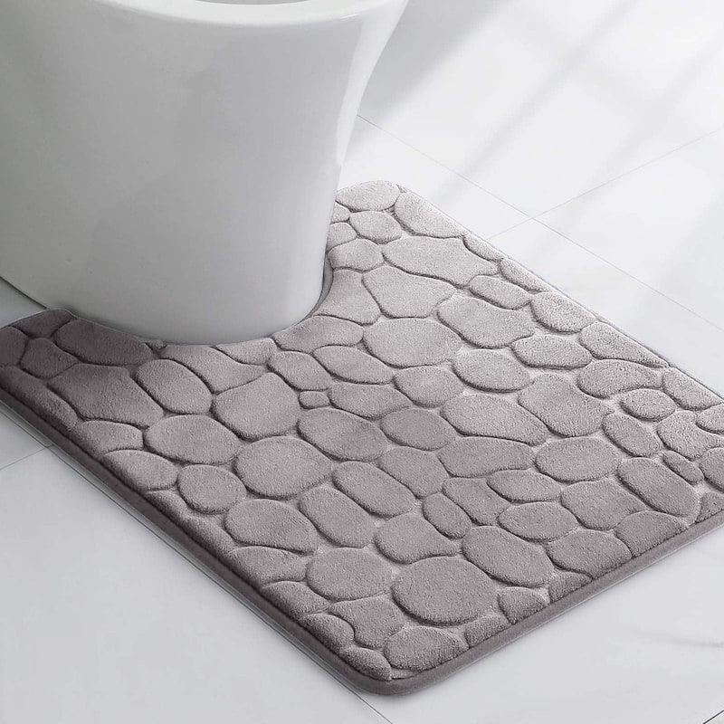 Memory Foam Contour Bath Mat Pebble Design 18x20